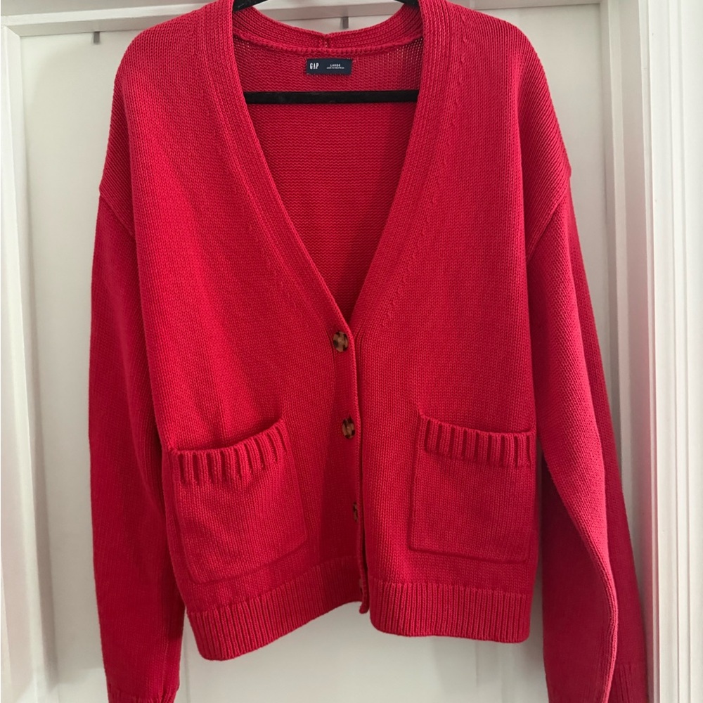 GAP Vivid Red Cardigan Sweater